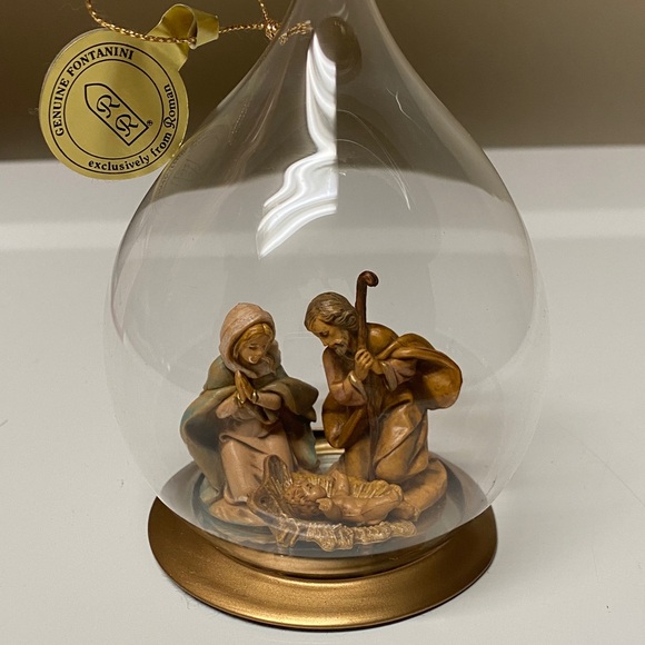 Fontanini by Roman #56240 Holy Family Nativity Scene Handblown Glass Ornament - Picture 3 of 8